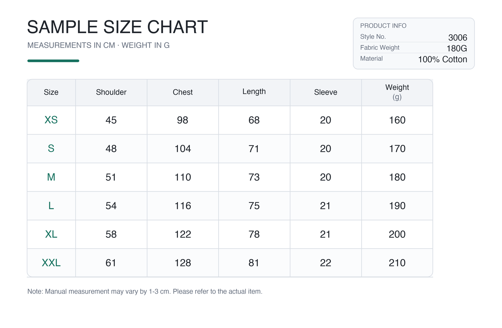 Size chart
