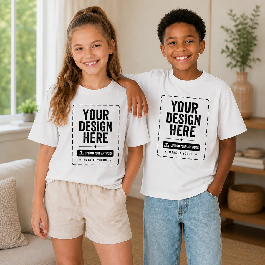 Models wearing custom PrintMyFit T-shirt designs