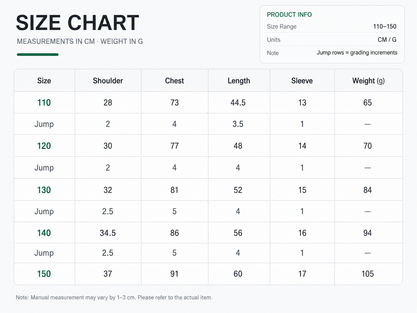 Size chart